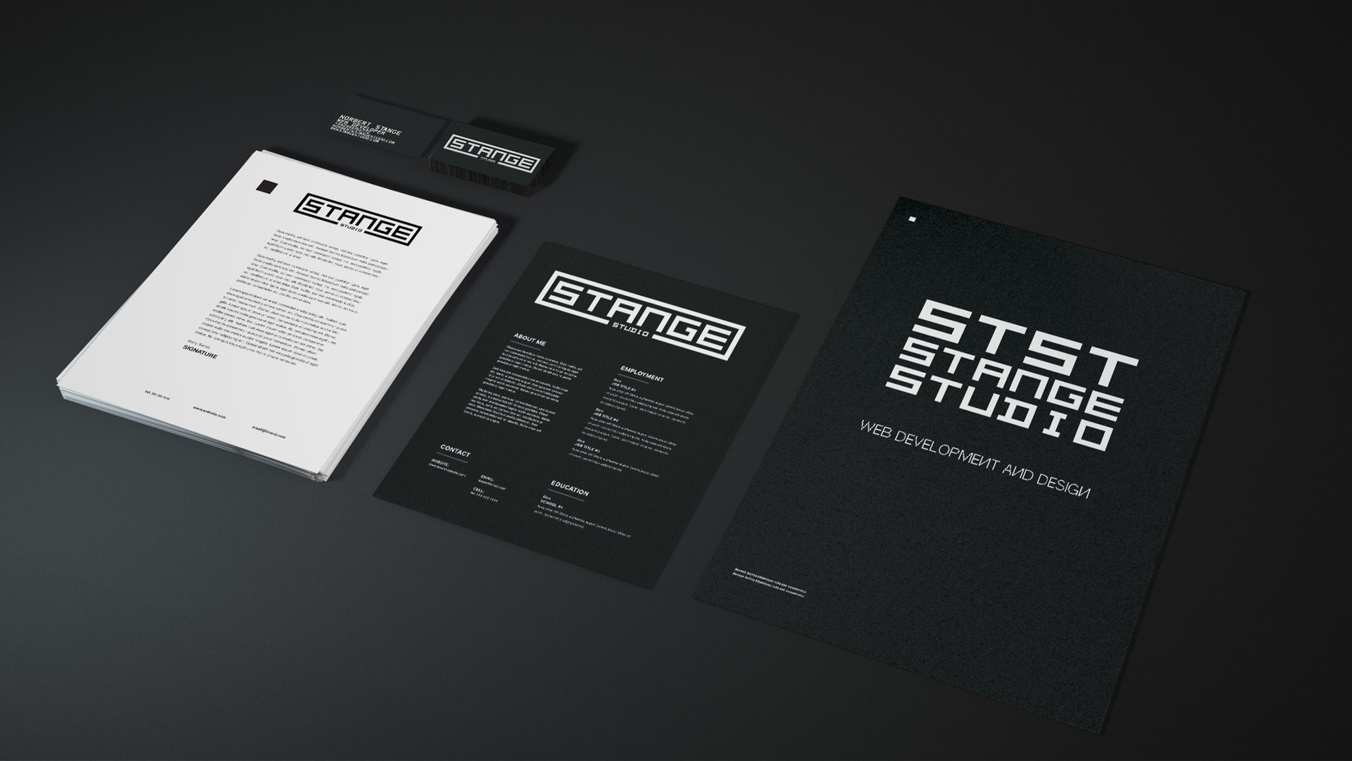 Briefpapier. Beispiel für visuelle Identität. Stange Studio