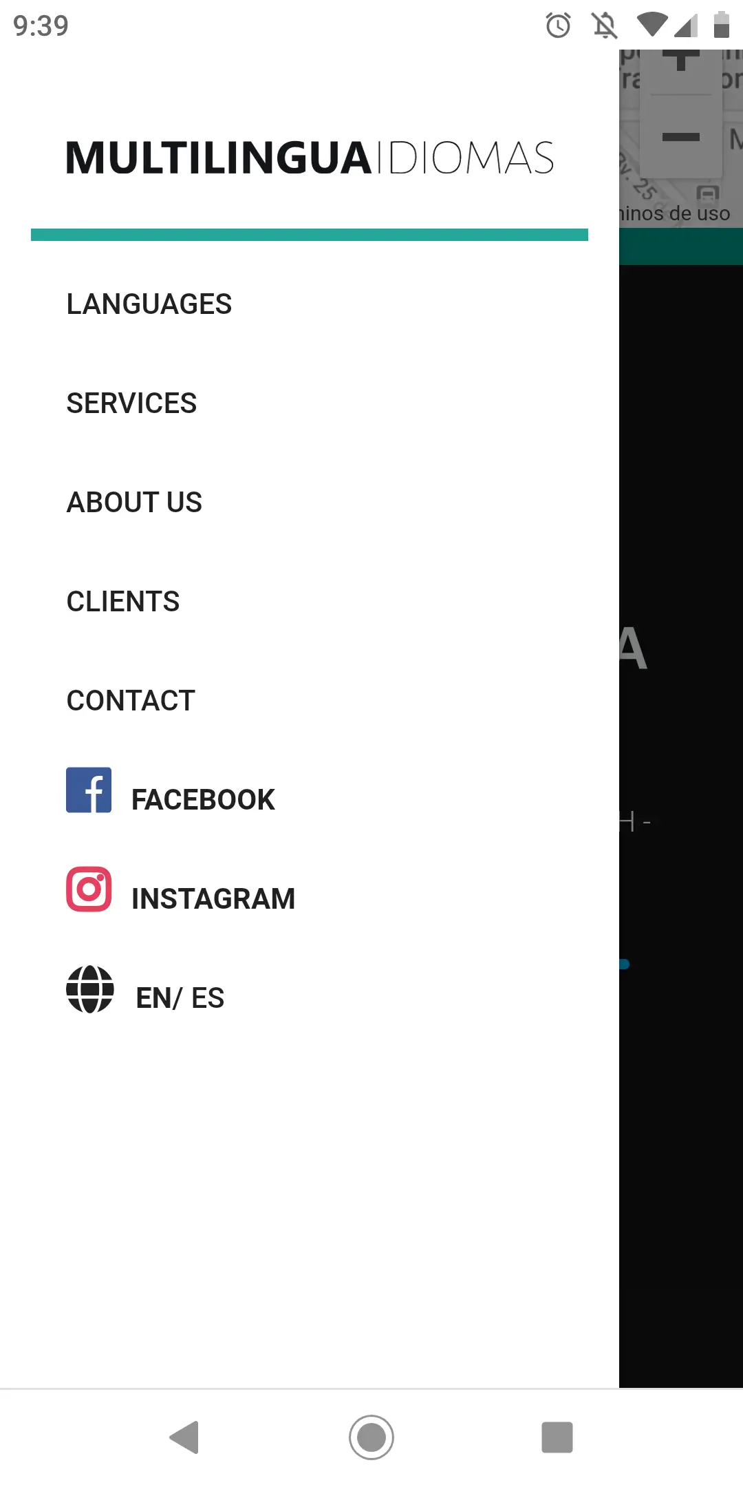 Captura de vista móvil de website responsive empresa vgs-ic